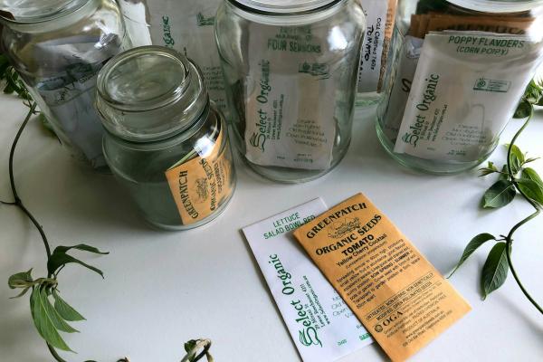 Jars of saved seed