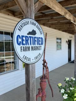 Sign designating store as Kentucky Farm Bureau Certified Farm Market