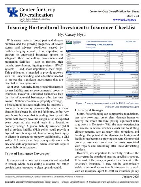 Insuring Horticultural Investments front page