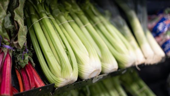 celery on grocery store shelf