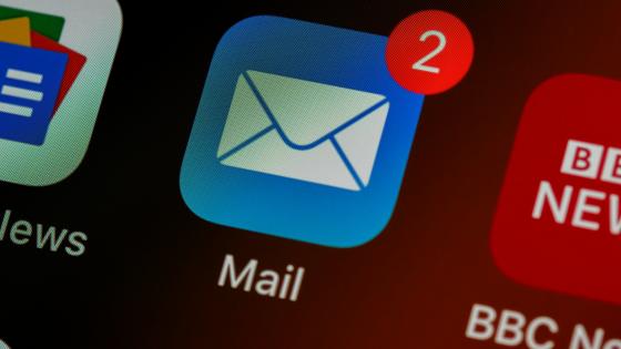 closeup of mail app icon