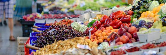 diverse produce market display